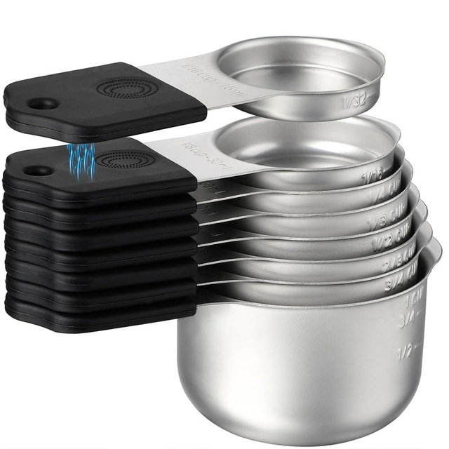 Magnetic Measuring Cups Set 8 Stainless Steel Stackable Nesting Measuring Cups for Measuring Dry and Liquid Ingredients
