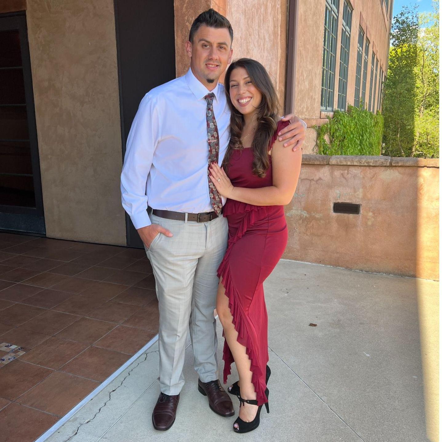 Their first wedding as an engaged couple!
