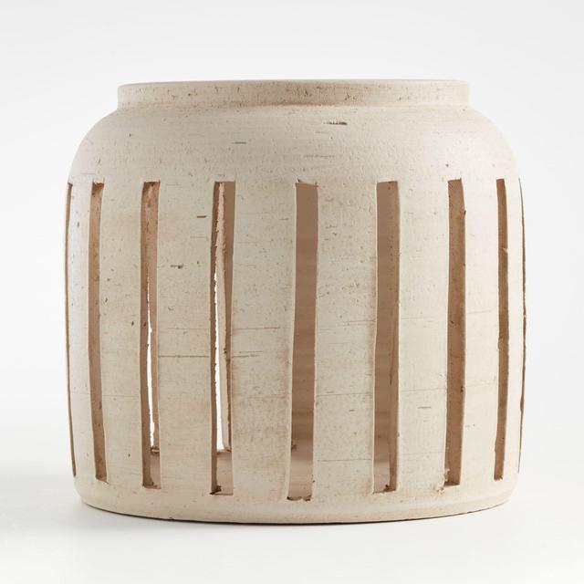 Porto Medium Cream Ceramic Hurricane