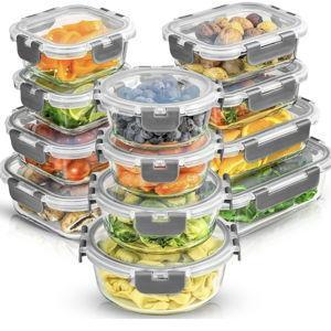 JoyJolt 24pc Borosilicate Glass Storage Containers with Lids - Grey