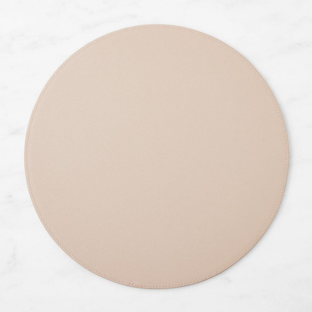 Faux Shagreen Round Placemat, Putty