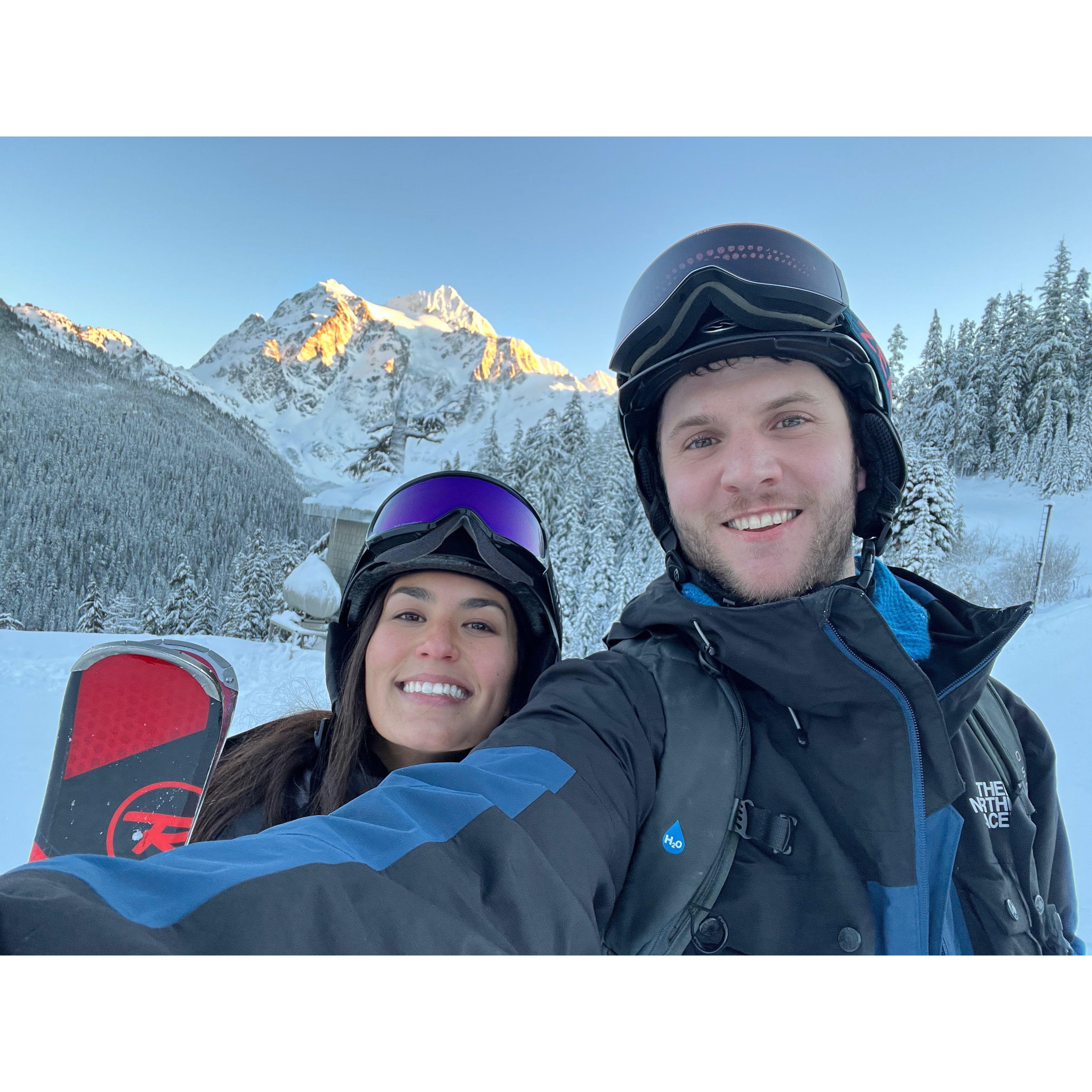 Skiing at our favorite mountain, Mt. Baker.