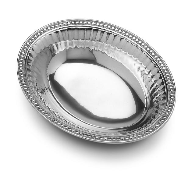 Wilton Armetale Flutes and Pearls Medium Oval Serving Bowl, 2-Quart