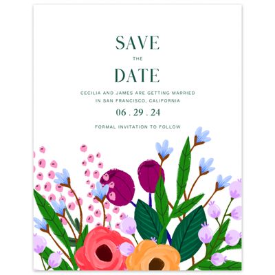 White Greenery Wedding Digital Save the Date - Ybel Classic