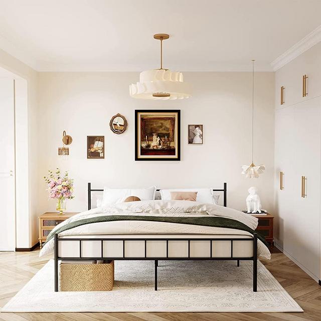 DIIYIV 14 Inch Bed Frame with Headboard and Footboard,Heavy Duty Metal Platform Bed Frame with Storage,No Box Spring Needed Mattress Foundation,Easy to Assembly,King