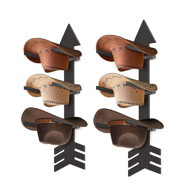 Koalafast Cowboy Hat Rack-Western Decor Cowboy Hat Holder,Wooden Arrow Design Cowboy Hat Storage Hangers for Wall 6 Pieces