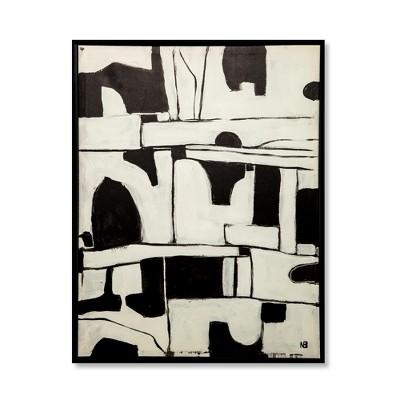 Abstract Black and White Framed Wall Canvas