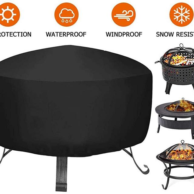 Fire Pit Cover for Fire Pit Size 26 inch - 34 inch, Heavy Duty Outdoor Round Fire Pit Cover, Waterproof Dustproof Anti UV Full Coverage Patio Round Fire Pit Cover Oxford Cloth Outdoor Fireplace Cover