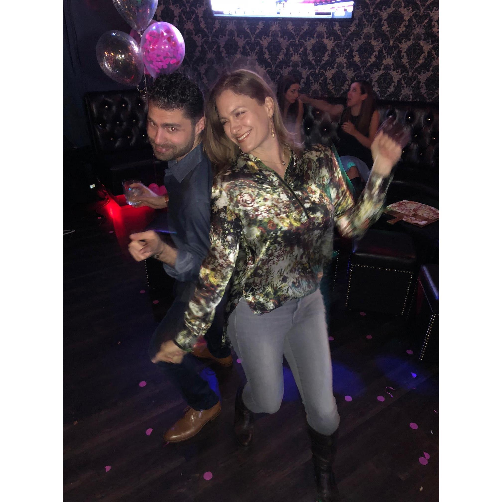 Michael getting down at Leila’s 40th with bridesmaid MONA!