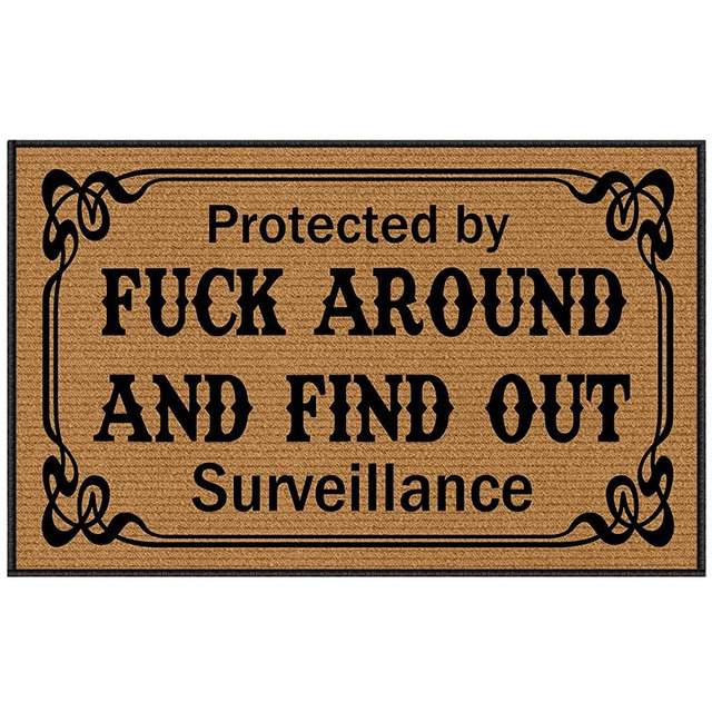 BinHang Indoor Floor Mats for Home Entrance, Funny Doormats for Front Door Protected by Fuck Around and Find Out Surveillance Rubber Backing Protect The Floor 30X18 Inch
