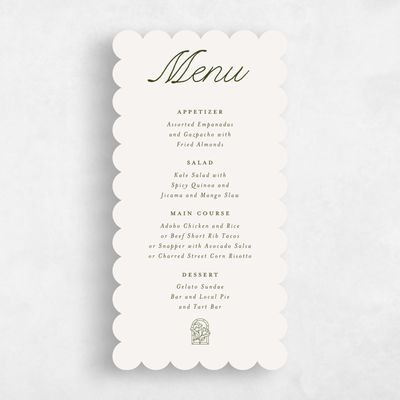 Beige Scalloped Wedding Menu - Vianne