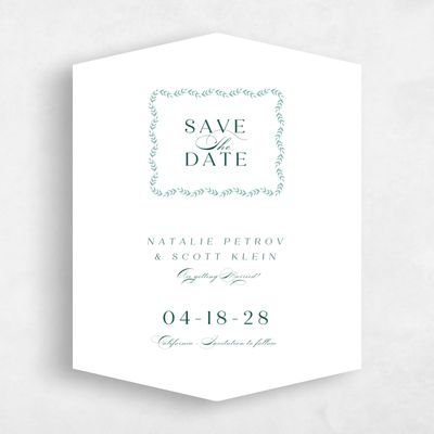 Green Diamond Wedding Save the Date - Kitts Portrait