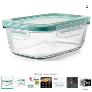 OXO Good Grips 3.5 Cup Smart Seal Glass Rectangle Food Storage Container, Clear