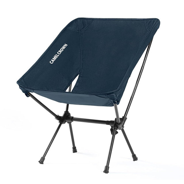 CAMEL CROWN Portable Camping Chair Folding Compact Lawn Lightweight Backpacking Chair with Carry Bag for Outdoor Hiking Beach Travel Picnic Festival Navy Blue