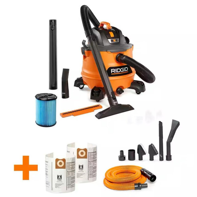 14 Gallon 6.0 Peak HP NXT Shop Vacuum Wet Dry Vac with Fine Dust Filter, Dust Bags, Accessories and Car Cleaning Kit