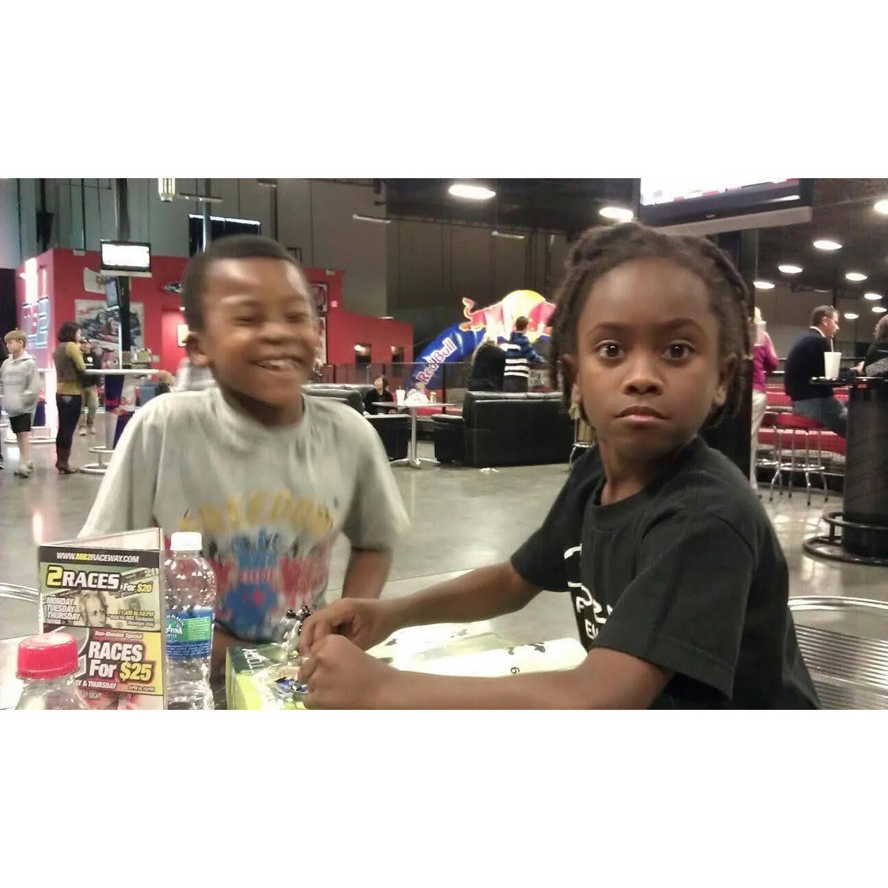 The boys...out on a play date at K1 Speed - Indoor Go Karts. (2011)