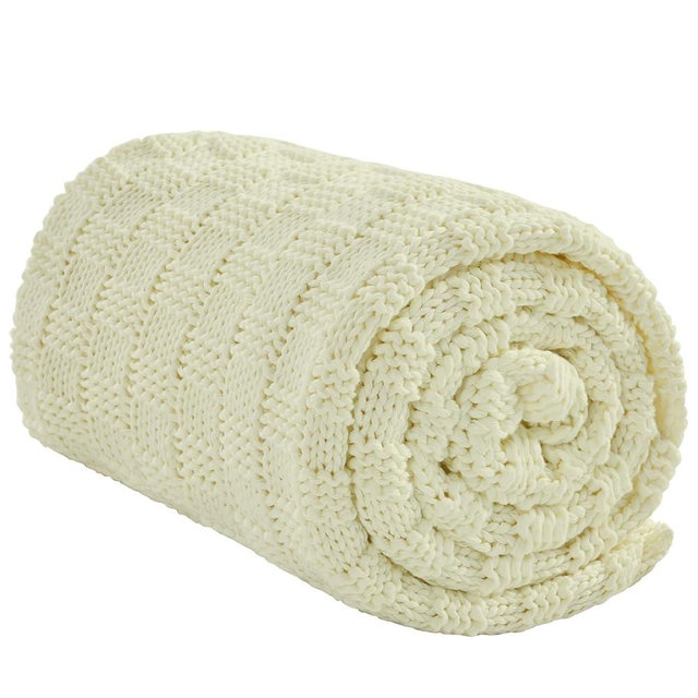 Wellfeel Knitted Weighted Blanket for Adult, No Beads Heavy Blanket 60” x 80'' 17lbs, Breathable Chunky Knit Blanket, Cooling Weighted Blanket for Hot Sleepers, Christmas Home Decor (Cream White)
