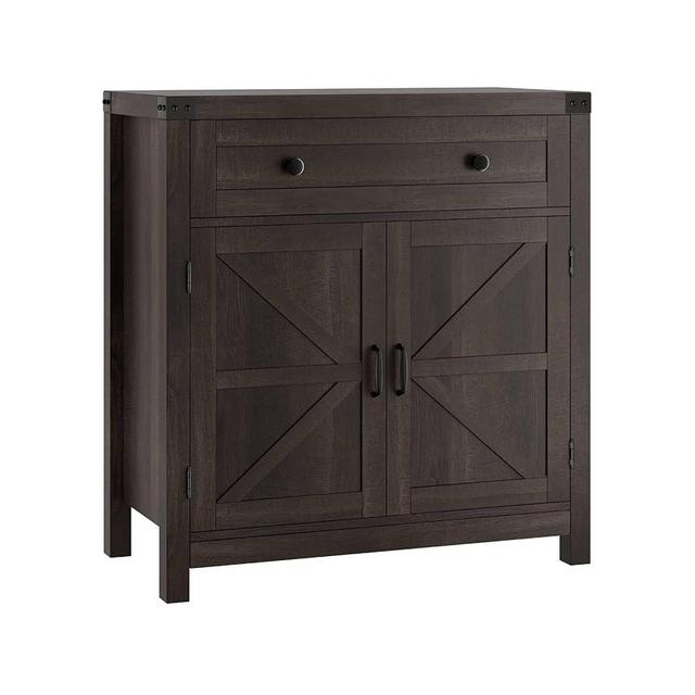 HOSTACK Coffee Bar Cabinet, Kitchen Storage Cabinet, Modern Farmhouse Buffet Sideboard with Drawer and Adjustable Shelf, Barn Door Accent Cabinet for Kitchen, Dining Room, Entryway, Dark Brown