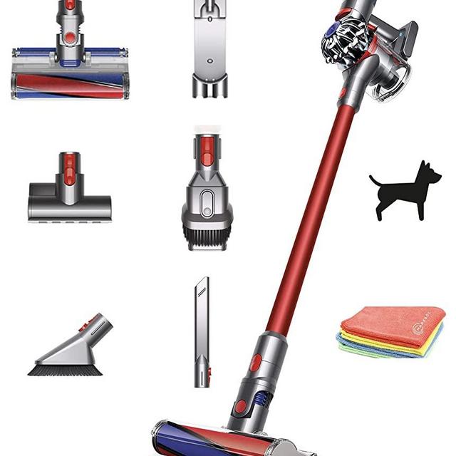 Flagship Dyson V8 Fluffy HEPA Cordless Stick Vacuum Cleaner: Lightweight, Powerful, Bagless Ergonomic, Telescopic Handle, Rechargeable Battery, Height Adjustable + Marxsol One Microfiber Cloth