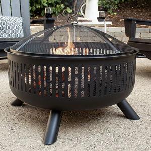 allen + roth 31.5-in W Black Steel Wood-Burning Fire Pit