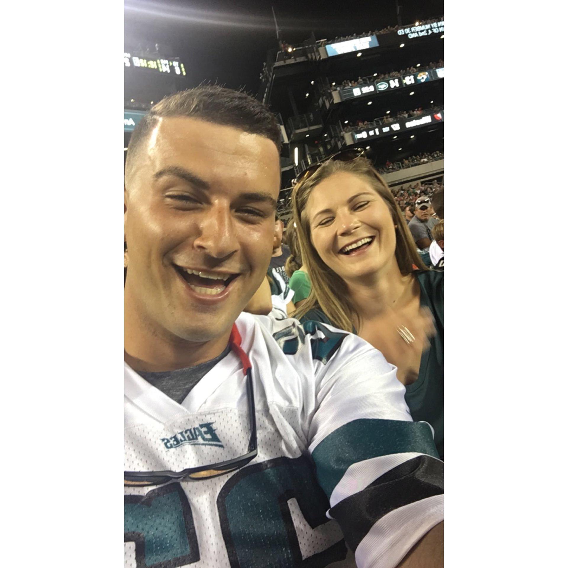 Our 3rd date was full of laughs at the Philadelphia Eagles game - GO BIRDS!