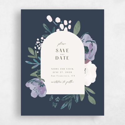 Grayed Navy, Blue Wedding Save the Date - Colletta Portrait