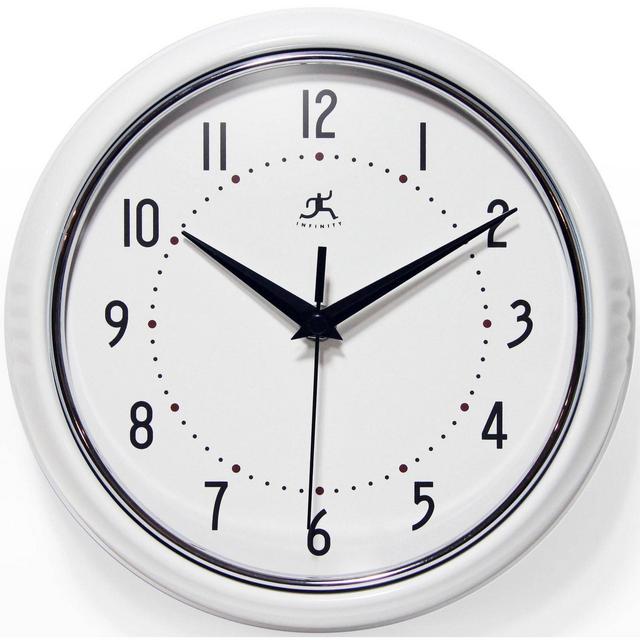 9.5" Retro Metal Wall Clock White - Infinity Instruments