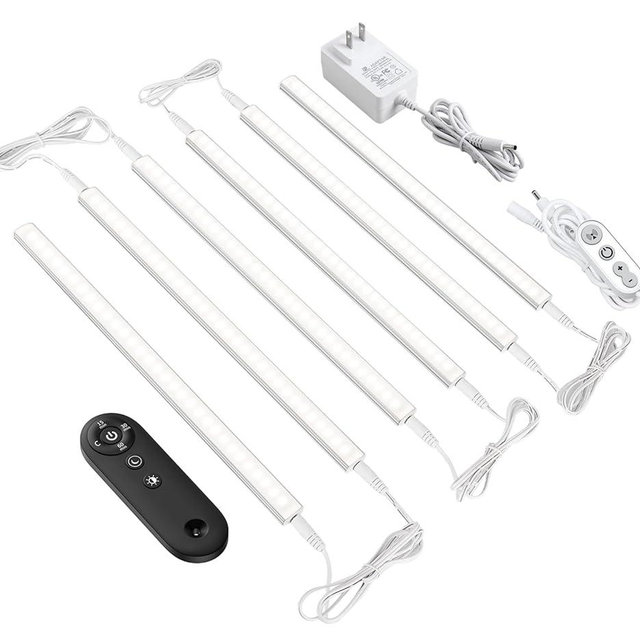 Remote Control Under Cabinet Led Light Plug in, Dimmable Daylight White 4500K, 6 Pack 12 inch Linkable Led Under Counter Lights for Kitchen Upgrade ETL Listed Plug 24V, UNO-LK 4500K