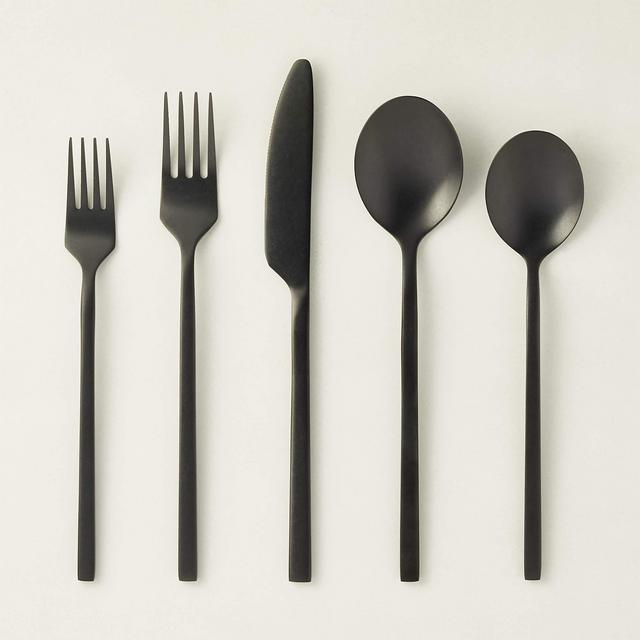 20-Piece Pin Tumbled Black Flatware Set