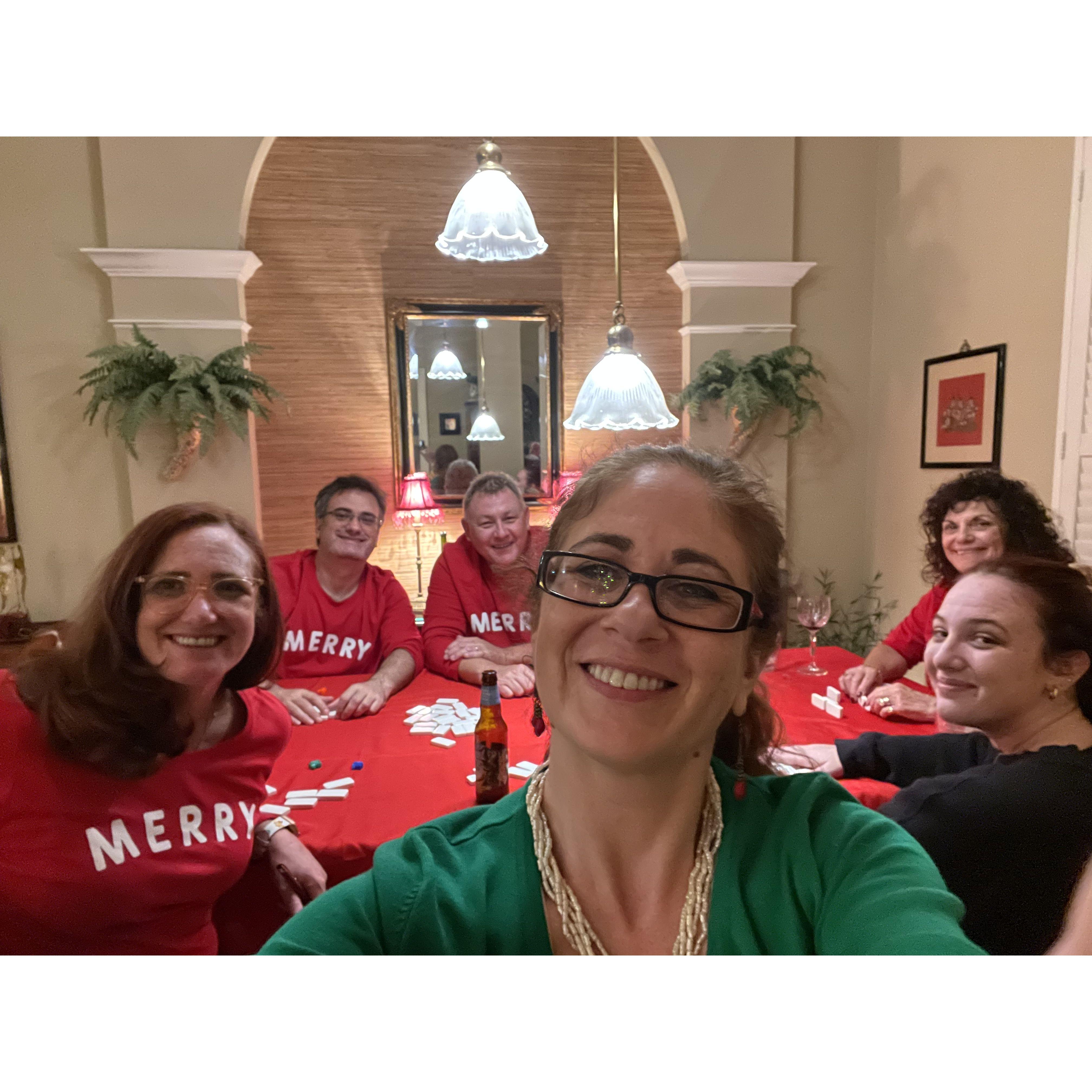 Playing dominoes with the Dowlings, Christmas Eve 2021
