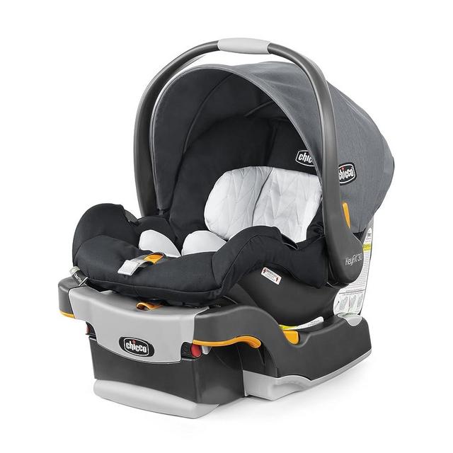 Chicco KeyFit® 30 ClearTex® Infant Car Seat and Base, Rear-Facing Seat for Infants 4-30 lbs., Includes Infant Head and Body Support, Compatible with Chicco Strollers, Baby Travel Gear | Pewter/Grey