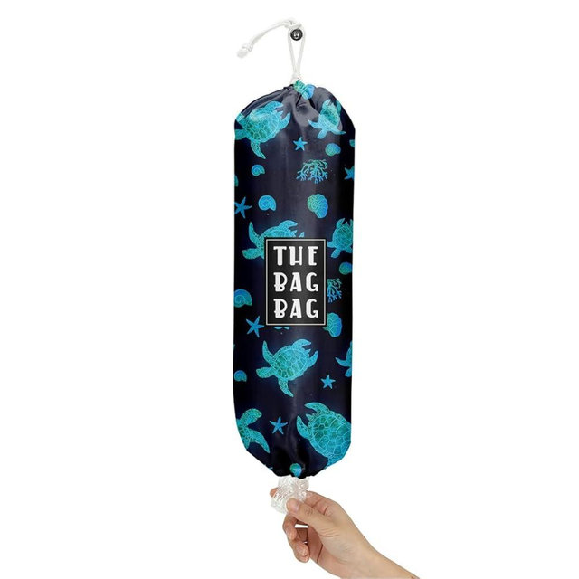 IHopes+ Plastic Bag Holder,Reusable Grocery Bag Holder ​for Home Kitchen Travelling Camping Beach Decor, use 1 Pack，Marine life Turtle Pattern