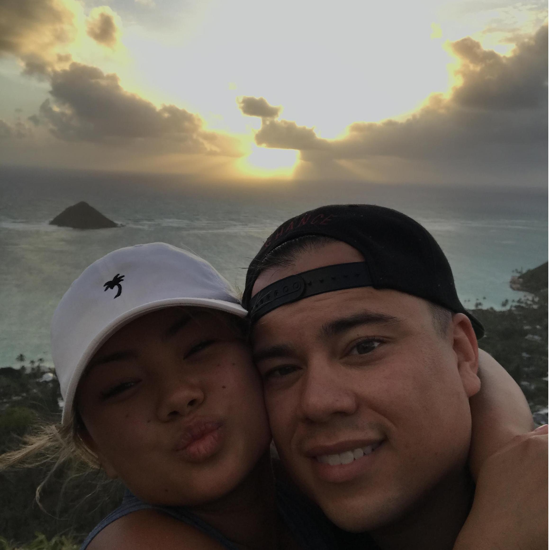 The top of Lanikai Pillbox hike at sunrise