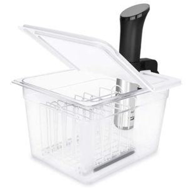 EVERIE Sous Vide Container 12 Qt with Collapsible Hinged Lid and Rack, Compatible with Anova Nano and AN500-US00 and Instant Pot, SET-12-NANO-PP