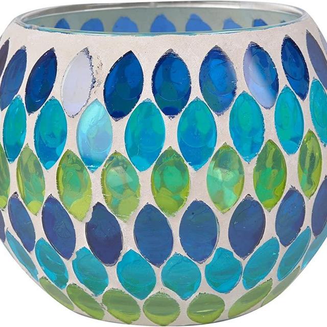 ChezMax Candle Holder Handmade Mosaic Romantic Glass Candlelight Tea Light Holder for Wedding Party Dinner Bar Western Restaurant Home Decoration European Style Multicolor(NO Candles)
