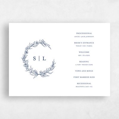 Navy, Blue Wedding Program - Goundry Letterpress