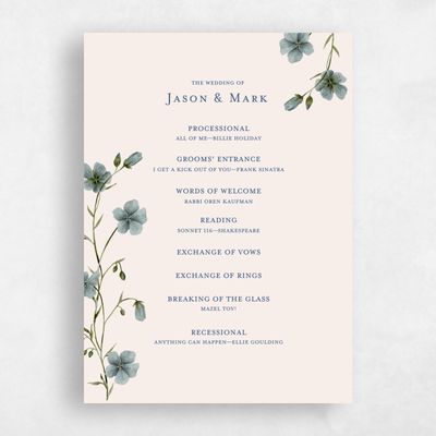 Multi-Colored Wedding Program - Winstead