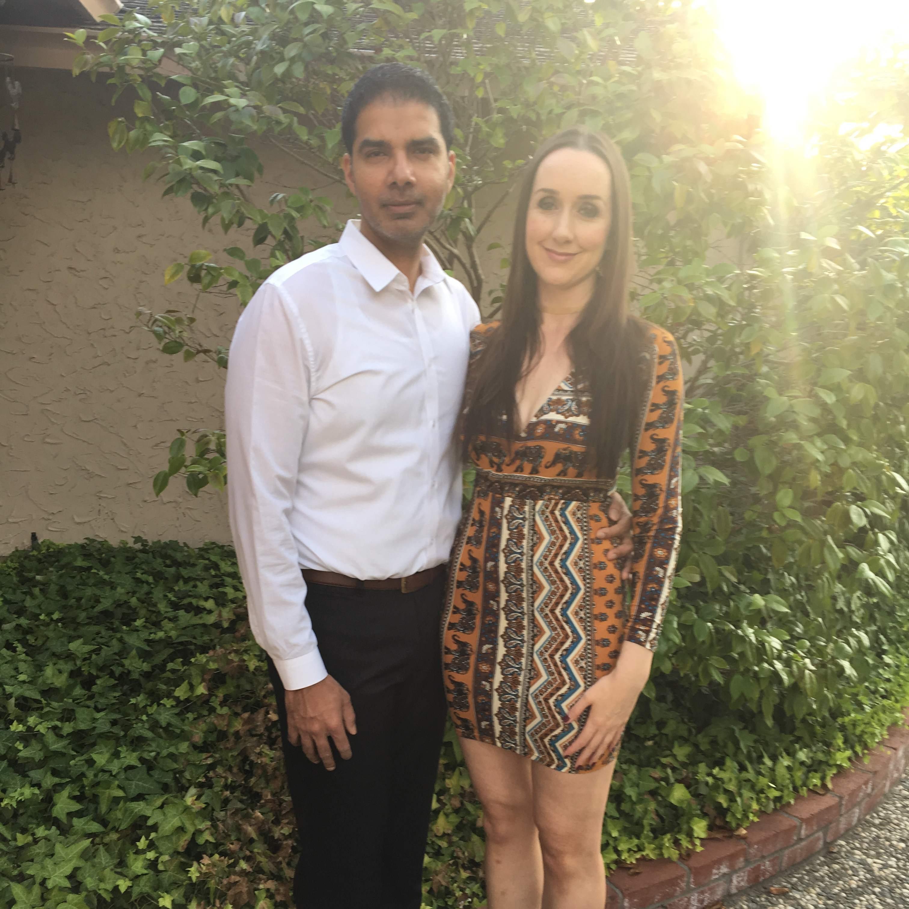 On our way to dinner to celebrate our first anniversary