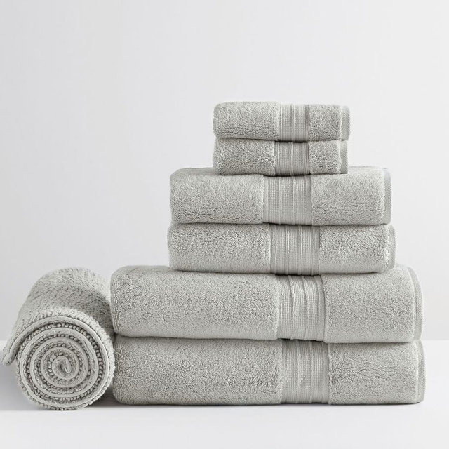 Gray Mist Hydrocotton Organic Bath/Hand/Washcloth/Bath Mat, Set of 7