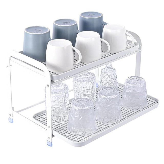 BunnyCare Coffee Mug Holder,Multi-Tier Glass Cup Organizer,Fruit Drainer,Dish Drain Tray with Drainboard,Kitchen Spice Organizer,Individual Use of Trays,Holds Snacks, Drinks, Cups, Fruit