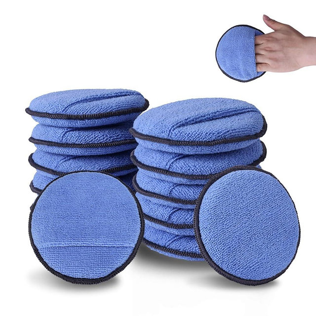 WORKPRO 12-Pack Car Wax Applicator Pads with Finger Pocket, Microfiber Soft Foam Polishing Pads for Car Detailing & Cleaning, Lint-Free, High Resilience