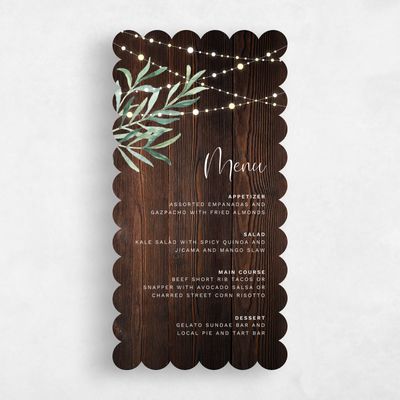 Brown Scalloped Wedding Menu - Saranac