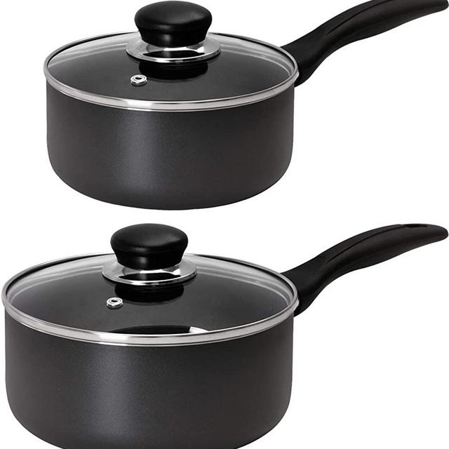 Utopia Kitchen Nonstick Saucepan Set - 1 Quart and 2 Quart - Glass Lid - Multipurpose Use for Home Kitchen or Restaurant