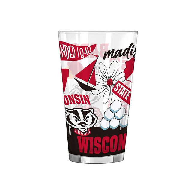 Logo Brands NCAA 16 oz Pint Glass - Durable Glass With Bold Team Color– Chip-Resistant Rim Drinkware For Fans, Tailgates, Home Bars & Everyday Use
