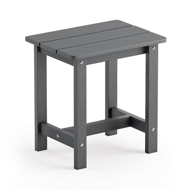 LUE BONA Outdoor Side Table, HDPS Small Outdoor Adirondack Side Tables, Outside End Table for Patio, Porch, Deck, Pool, Weather Resistant/Easy Maintenance, Dark Gray