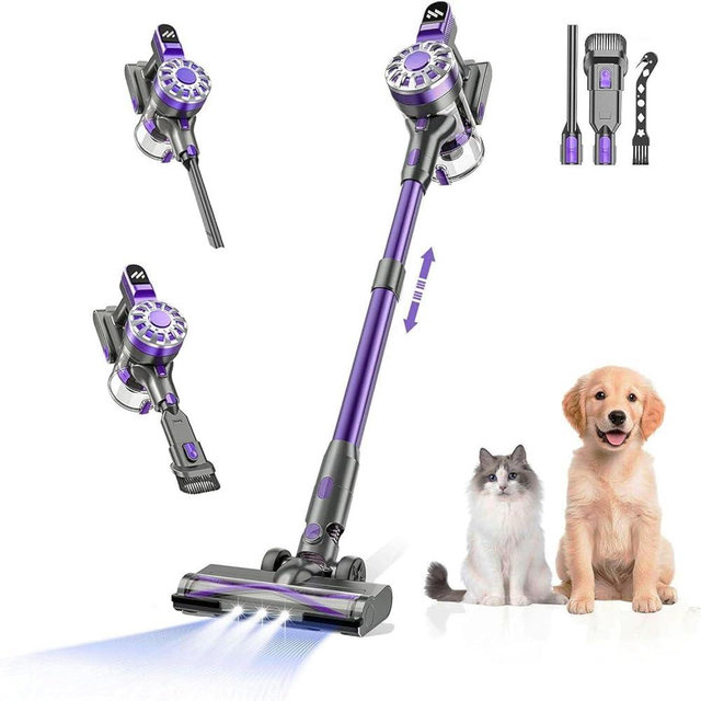 Cordless Vacuum Cleaner,Vacuum Cleaners for Home with Super Suction,Lightweight Stick Vacuum with 35 Mins Runtime,Rechargeable Cordless Vacuum for Carpet, Tile, Pet Hair, Hardwood Floors(Deep Purple)