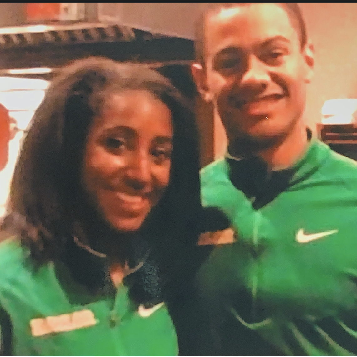 Raena and Bryce at the Big XII Conference Track and Field meet
