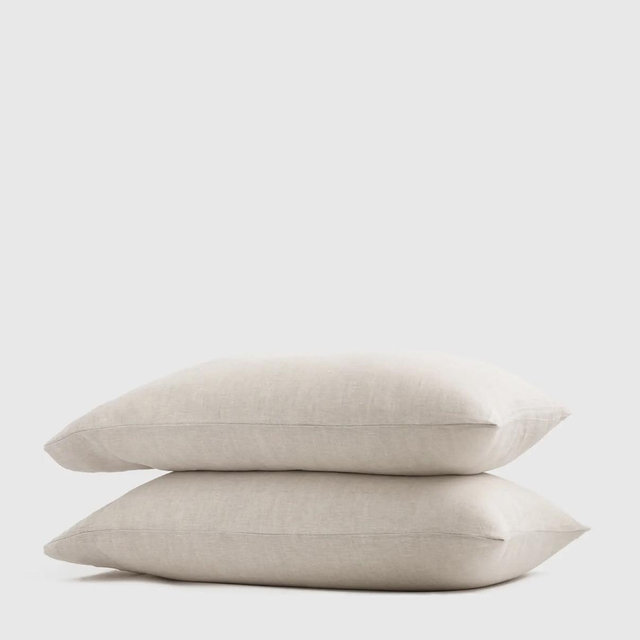 European Linen Pillowcase Set - Standard in Natural Chambray