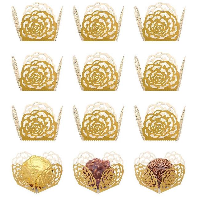 Small Candy Cups 50 Pcs Truffle Wrappers Paper, Forminhas para Docinhos, Candy Cups for Truffles, for Showers Bridal Shower Birthday Wedding Party Supplies Snacks Wrappers
