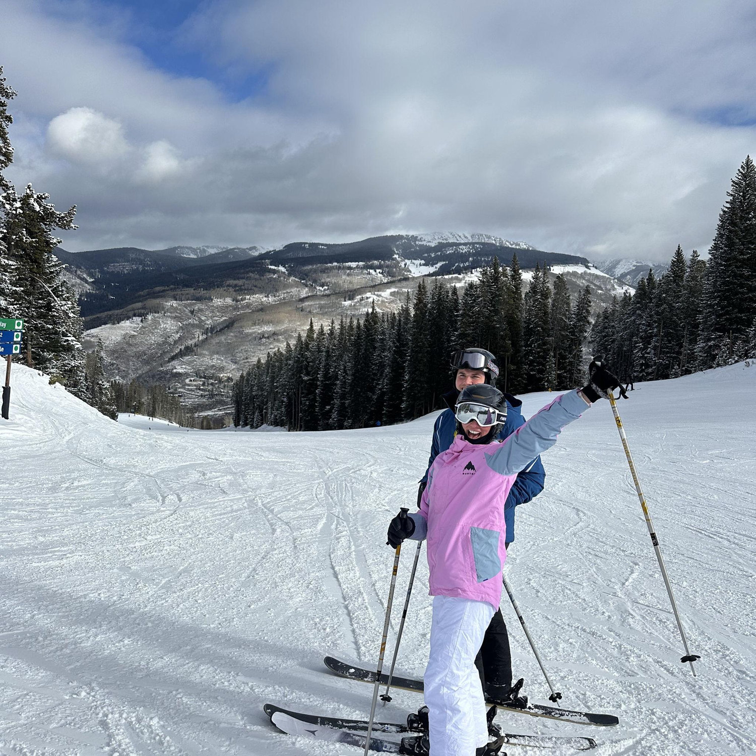 Us doing our favorite things: traveling and skiing!